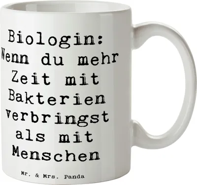 Produktbild von Mr. & Mrs. Panda cappuccinotasse Spruch Biologin Bakterienliebe - Weiß - Geschenk, Teetasse, Botaniker, Kaffeetasse, Berufe, Kreativität, Kaffeebecher, Pott, Trinkbecher