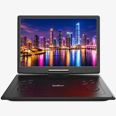 Productafbeelding van 15,7-inch draagbare DVD-speler met 14-inch HD-draaischerm, ideaal voor in de auto. 6 uur batterijduur, intelligente geheugenweergave, alle regio's, duale luidsprekers
