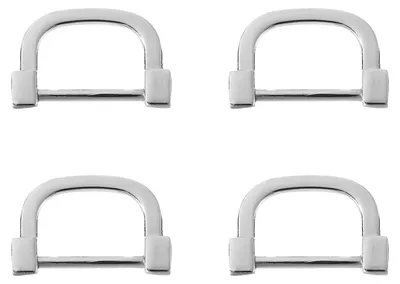 D-Ringe mit Schrauben, 4 Stück, 2,4 cm, Zinklegierung, silber
