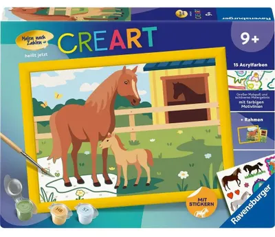 Produktbild von CreArt, Malen nach Zahlen Kinder - Pferdemama und Fohlen