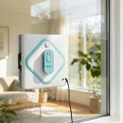 Produktbild von Smarter AI Fensterputzroboter: 3000Pa Glasreinigungsroboter mit App-Steuerung, Fernbedienung, Sicherungsseil für streifenfreie saubere Fenster