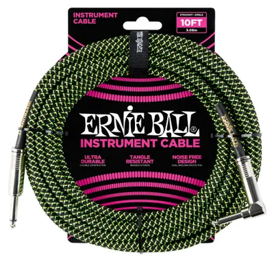 Produktbild von Ernie Ball P06077, 6.35mm, Männlich, 6.35mm, Männlich, 3,05 m, Schwarz, Grün