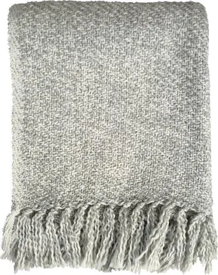 Produktbild von Unyqoos® Malagoon Plaid – Kuscheldecke hellgrau meliert, 125 x 150 cm, 100%.Polyacryl, mit Fransen