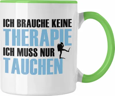 Produktbild von Trendation - Taucher Tasse Geschenk Kaffeetasse Geschenkidee Männer Tauchen Evolution Grafik Tauchlehrer Tauchsportler Becher Profitaucher (Grün)