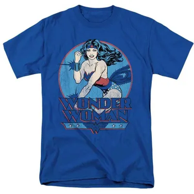 Produktbild von Wonder Woman - T-Shirt für Herren/Damen Uni, Logo, Anliegend TV38455 (XL) (Königsblau), KI-generiertes Bild