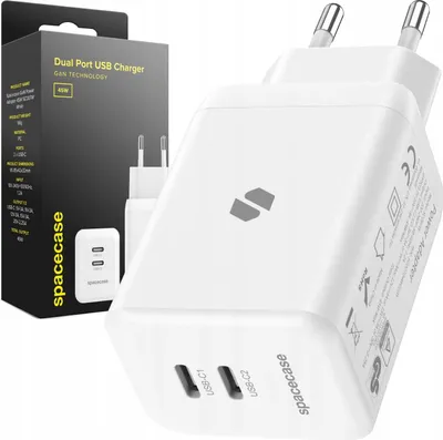 Obrázok produktu pre 2x USB-C SPACECASE USB nabíjačka 45W GaN SC007W biela