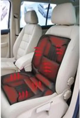 Image de Chauffage de siège de voiture, coussin et dossier de siège chauffants pour voitures, 2 niveaux de chauffage, chauffage rapide, remplissage solide, taille universelle, env. 97 x 49 cm