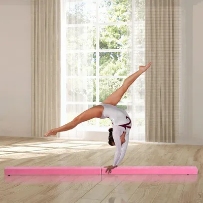 Obrázok produktu pre Kladina 210 cm skladacia gymnastická kladina pre interiér a exteriér, kladina do 120 kg, ružová