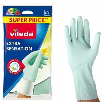 Produktbild von Vileda Sensation L/9 Strapazierfähige Gummi-Haushaltshandschuhe