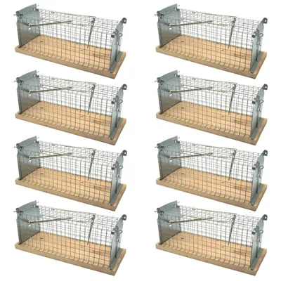Produktbild von 8 Stück Mausefalle Lebend Rattenfalle 29 x 12 x 12,5 cm Lebendfalle Mause Falle Groß aus Holz & Drahtkäfig Tierfalle Kastenfalle