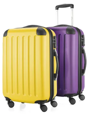Produktbild von HAUPTSTADTKOFFER - Spree - 2 x Handgepäck-Trolleys mit Dehnfalte, Kofferset Kabinenkoffer-Set, Bordgepäck erweiterbar TSA, 4 Rollen 55 cm, 42 Liter,Gelb-Aubergine