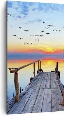 Produktbild von Bild auf Leinwand - Leinwandbild - Brücke See - 45x80cm - Wand Bild - Wanddeko - Wandbilder - Leinwanddruck - Bilder - Kunstdruck - Wanddekoration - Leinwand bilder - Wandkunst - PA45x80-3818