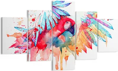 Produktbild von Bild auf Leinwand - Leinwandbild - Natur Malerei Papagei Kinder - 125x70cm - Wand Bild - Wanddeko - Leinwanddruck - Bilder - Kunstdruck - Wanddekoration - Leinwand bilder - Wandkunst - EA125x70-3094