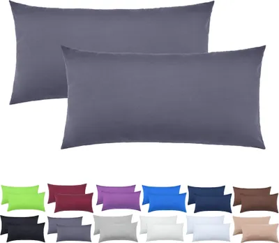 Produktbild von 2er Set Kissenbezüge Kissenhüllen 100% Baumwolle 40x60 cm Anthrazit grau