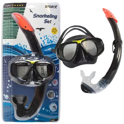 Produktbild von SportX Adult Schnorchelset ****, Erwachsener, Schwarz, Silikon, China, 410 g, 225 mm