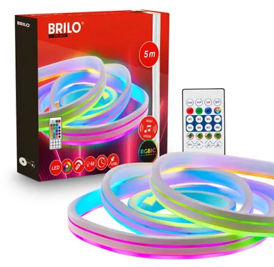 Produktbild von Briloner LED Band Fernbedienung 5m 8W RGBIC Farbwechsel Musiksensor Weiß - LED Stripe Wohnzimmer Party Gaming