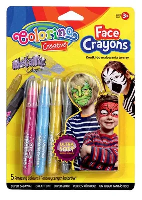 Productafbeelding van 5 metallic gezichtsschilderverfsetjes, Colorino Kids
