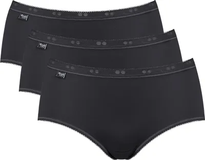 Produktbild von Sloggi Damen Slip - Midi, Basic+ 3er Pack, einfarbig Schwarz L