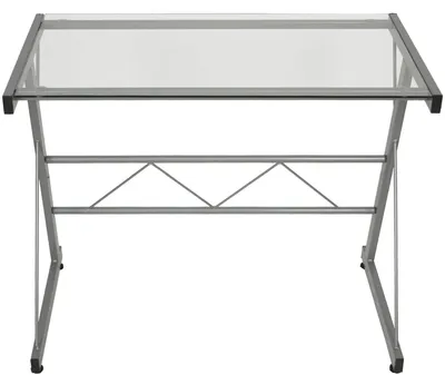 Computertisch Metall-Glas 90x50x72 cm silber