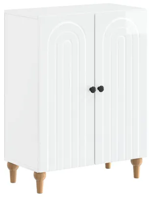 Image de vidaXL Armoire de rangement pour salle de bain ALKMAAR, blanc brillant