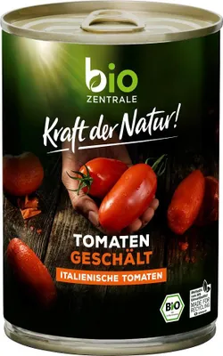 POMIDORY BEZ SKÓRY W SOKU POMIDOROWYM BEZGLUTENOWE BIO 400 g (240 g) - BIO ZENTRALE
