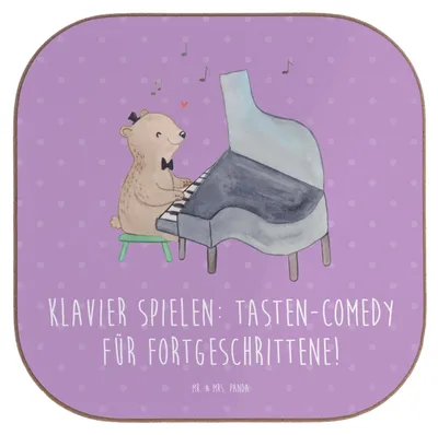 Produktbild von Mr. & Mrs. Panda Getränkeuntersetzer Klavier Tasten - Lavendeltraum - Geschenk, Untersetzer Glas, Kunst, für Gläser, Klaviermusik, Instrument, Tassen, Musiker, Lernen