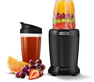 Obrázek produktu pro SENCOR SNB 4303BK Nutri mixér, poháry s objemem 0,8 a 1,0 l, materiál Tritan zaručuje zvýšenou bezpečnost, šest nožů z nerezové oceli, 20.000 ot./min, příkon: 1000 W