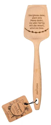 Produktbild von mixcover Holz-Spatel für Thermomix TM6 TM5 TM31 Drehkellenspatel mit Gravur - Stil: Und genau dann wenn eine Mama denkt sie wäre fertig mit der Arbeit wird sie Oma