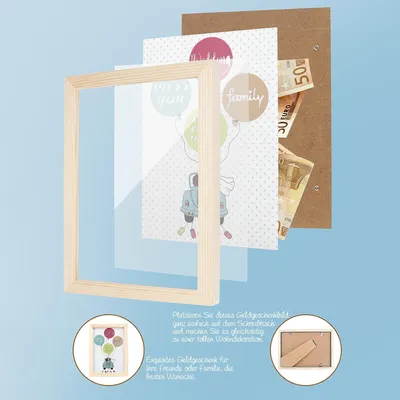 Produktbild von Personalisierter A5-Fotorahmen für das Brautpaar - Geldgeschenk-Dekoration für die Hochzeit - Holzrahmen für Geldgeschenke - Hochzeitsgeschenke mit Geldverpackung - 168 x 23 cm