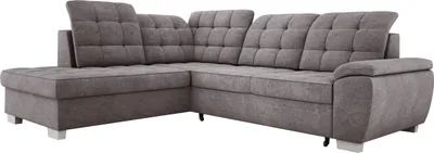 Zdjęcie produktu dla Wygodny narożnik LOTTA o wymiarach 258x212cm, z funkcją spania i wysokiej jakości tapicerką - Idealny mebel do małych i dużych pomieszczeń Układ mebla po lewej stronie Kolor: SZARY