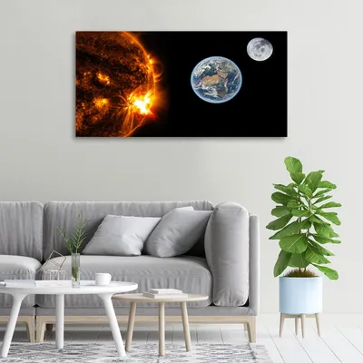 Produktbild von Tulup® Glas-Bild - 100x50 -Wandkunst - Wandbild hinter gehärtetem Sicherheitsglas  - Weltall & Science-Fiction - Sonnensystem - Orange