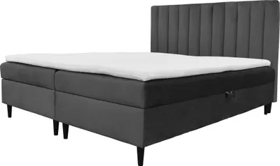 Produktbild von Boxspringbett FERO , Bonell-Matratze 2Bettkästen und Topper Premium Doppelbett , 160 x 200 cm , ( Grau - Kronos 34 )