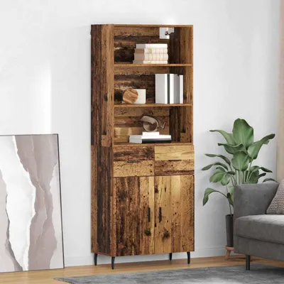Zdjęcie produktu dla VidaXL Wysoka szafka, 2 sztuki, drewno z odzysku, 69,5 x 32,5 x 180 cm, materiał drewnopochodny