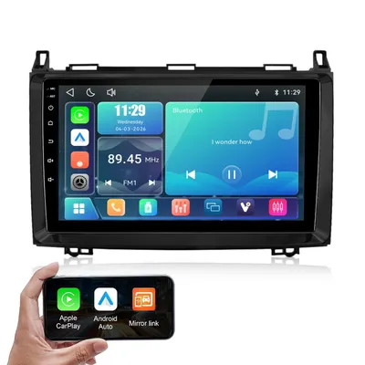 Obrázek produktu pro 9palcové autorádio s CarPlay, navigací, určené pro modely Mercedes-Benz A, B třídy (W169, W639, W245), s Bluetooth, GPS, ovládáním na volantu (SWC), RDS, USB a operačním systémem Linux