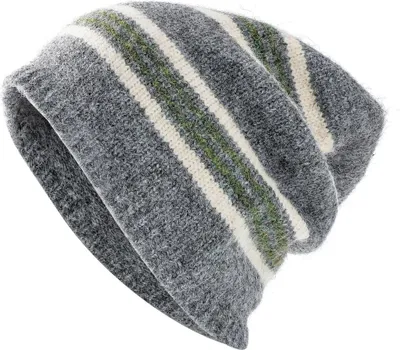 Produktbild von INF Gestreifte Wollmütze - Warme und stilvolle Strickmütze für den Winter Grau
