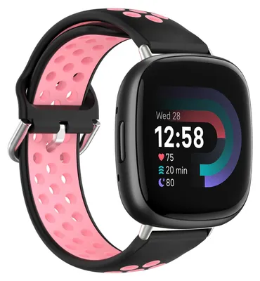 Produktbild von By Qubix passend für Fitbit Versa 3 & 4 / Sense 1 & 2 - Sportedition - Large - Schwarz + Rosa