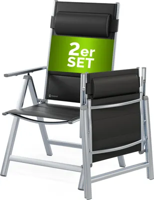 Produktbild von CASARIA® Gartenstühle 2er Set Klappbar Gepolstert Alu 8- Fach Verstellbar 120 kg Belastbarkeit Wetterfest Outdoor Balkon Camping Hochlehner Klappstuhl