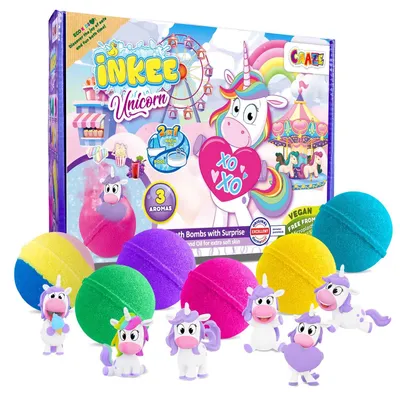 Produktbild von INKEE Geschenkbox Unicorn - 6 Badebomben für Kinder mit Überraschung