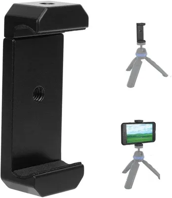 Image de Support pour smartphone en aluminium avec vis de trépied de 1/4 de pouce - Réglable - Léger - Durable - Support pour téléphone portable