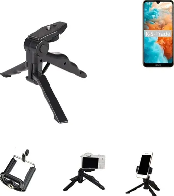 Produktbild von K-S-Trade Stativ Tisch-Ständer Dreibein Handy-Stativ Ständer kompatibel mit Huawei Y6 Pro 2019 Mini-Stativ Smartphone Tripod Handy-Stativ aus