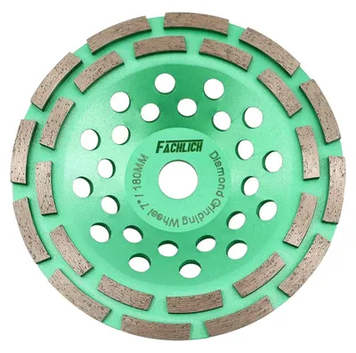 Produktbild von Diamant Schleiftopf Doppelreihe 180mm für Beton, Mauerwerk, Granit, Marmor, Naturstein, 40/50 Körnung, Dorn 22,23mm