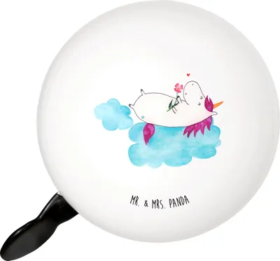 Produktbild von Mr. & Mrs. Panda Fahrradklingel Einhorn Verliebt - Weiß - Geschenk, klingel fahrrad, Liebe, Für, Einhörner, Unicorn, glocke, Wolke, Fahrradglocke
