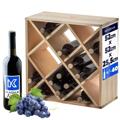 Produktbild von KADAX Weinregal aus Holz, 52 x 25.5 x 52 cm, Natürlich, 1 Stück