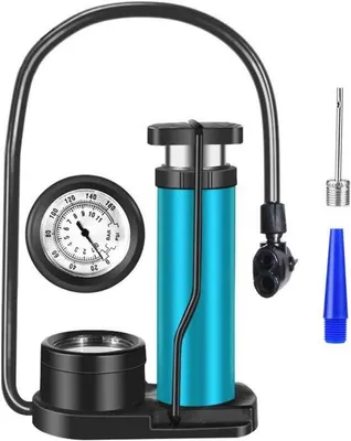 Produktbild von Famanu Fußpumpe mit Manometer - Für Fahrräder, Fußbälle und Basketball