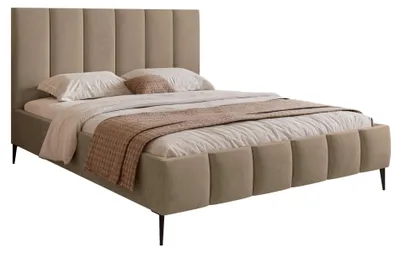 Obrázok produktu pre Selsey Sarafino - Čalúnená posteľ 180x200 cm, s podnožou, lamelovým roštom a kovovými nožičkami, tmavobéžová