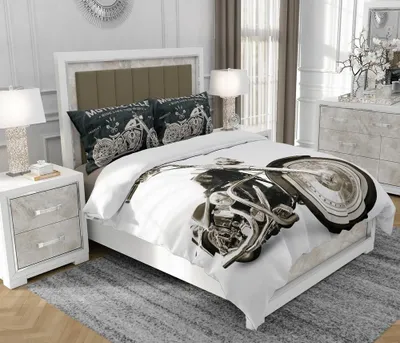 Obrázok produktu pre Obliečky 140x200 cm + 2x70x80 cm, 3-dielna súprava, 100% bavlna (bavlnený satén), zips, Motorka, viacfarebná - SOVIO | So.0111