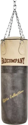 Productafbeelding van Retro bokszak van rundleer, inclusief robuuste vierpuntsstalen ketting, afmetingen 100 x 35 cm (28 kg)