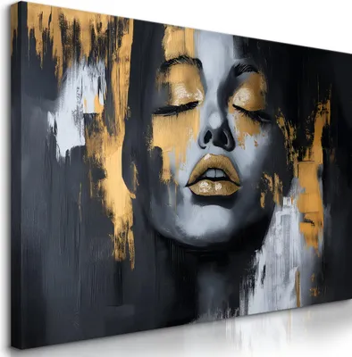 Produktbild von Muralo Leinwandbild Canvas Abstraktes Porträt einer Frau Br. 30cm x Hö. 20cm Wandbild Glamour für Wohnzimmer Schlafzimmer