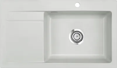 Produktbild von Spüle KeraDomo STEMA 86 SL in ALU Becken rechts mit Handbetätigung / Systemceram