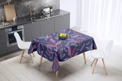 Tischdecke 145x145 cm rund Polyester Blumenmuster